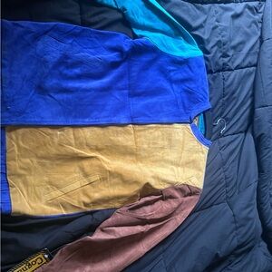 Colorblock Jacket with Blue, Yellow, and Brown